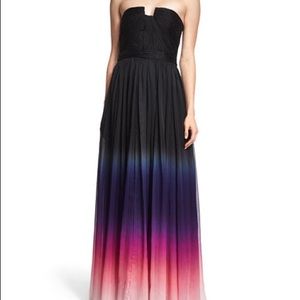 Halston Heritage Strapless Ombré Gown